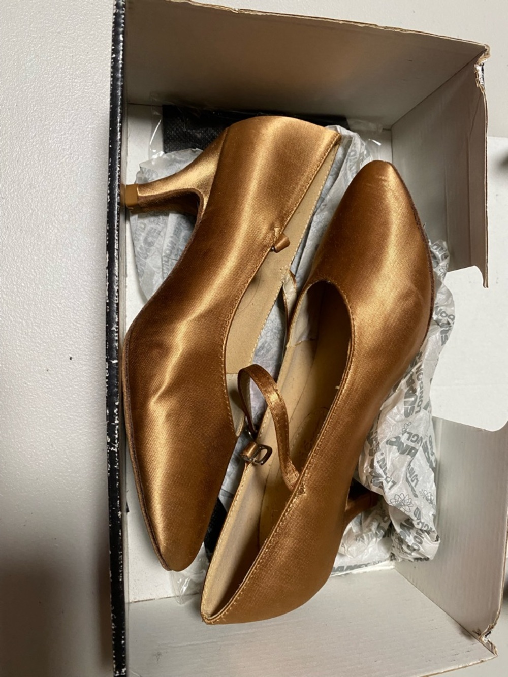 Stephanie ladies Ballroom Flesh Satin Dance Shoes UK 2.5 Heel 2.5”